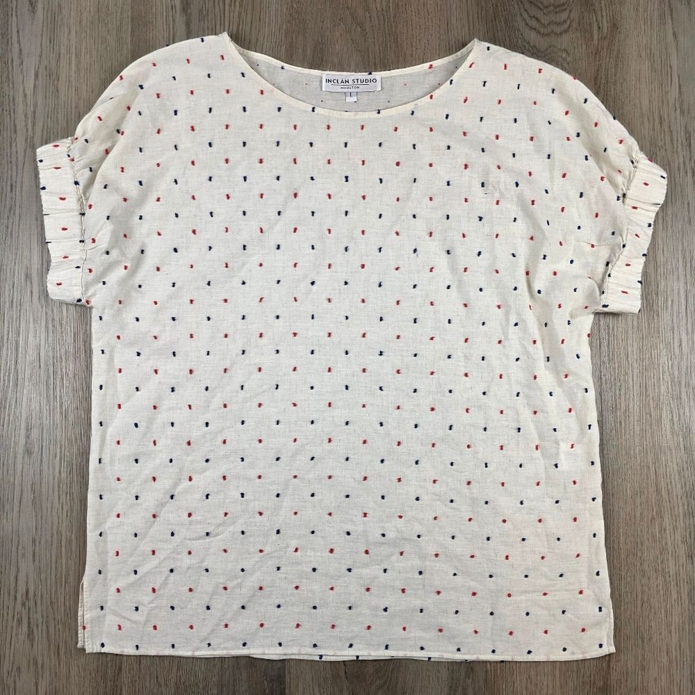 Inclan Studio Hauston Cotton/Linen Blend Top Size L